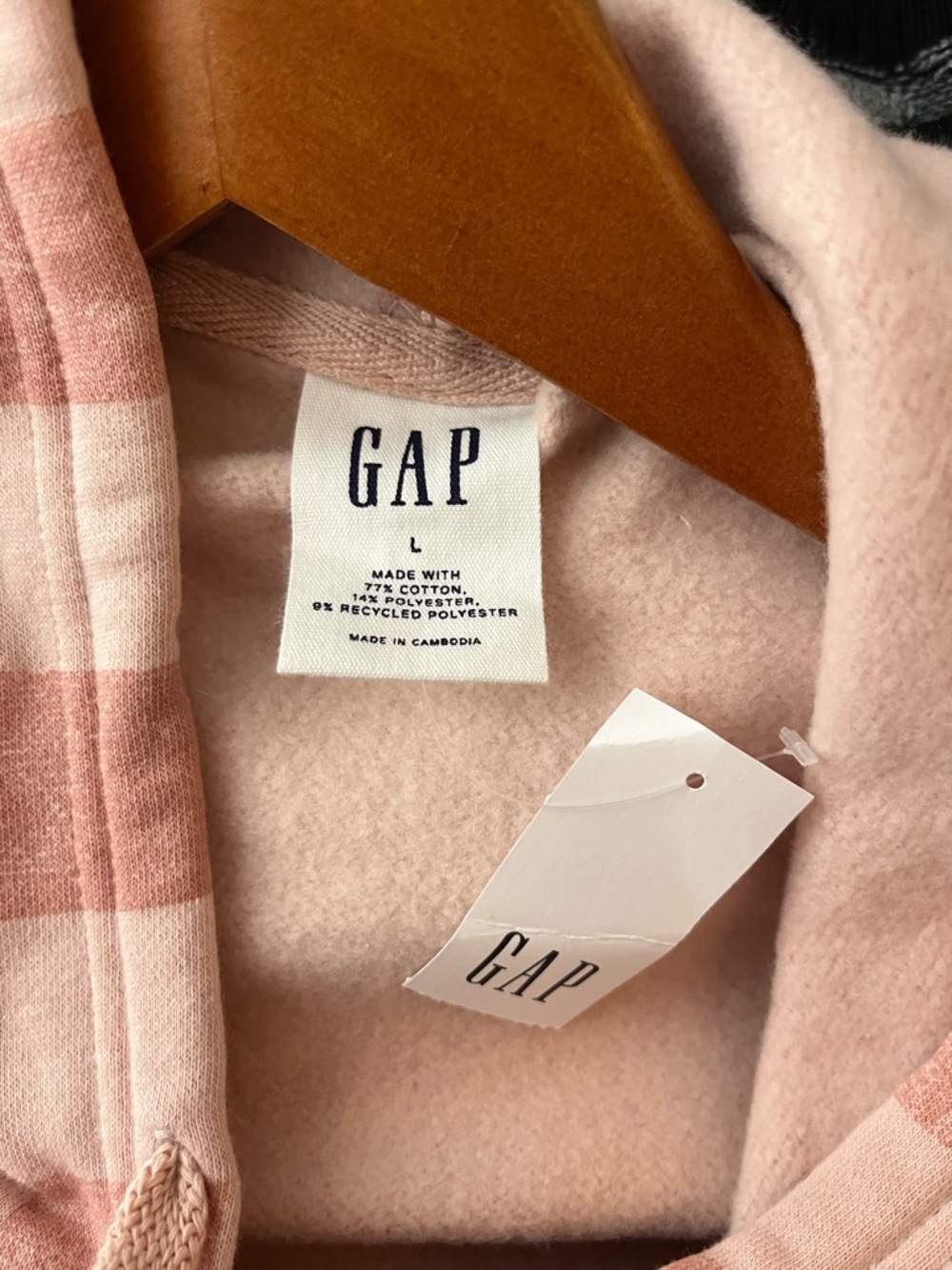 GAP Women’s Pink Checkerboard Spellout Pullover Hoodie Sweatshirt Large NWT CC - Picture 9 of 13